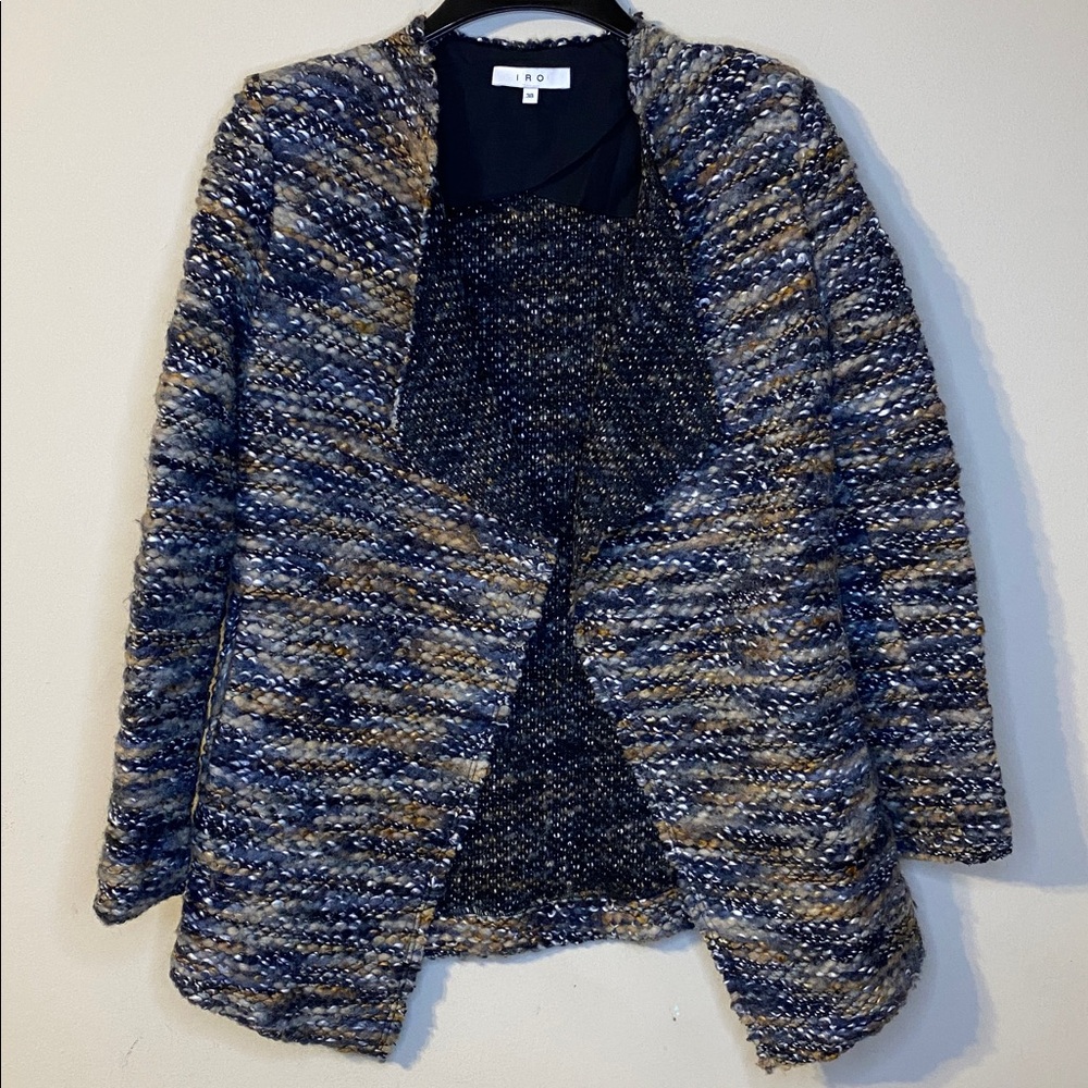 IRO Campiaspe Textured Knit Cardigan Tweed Size 38
